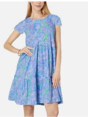 💙🌴 **Lilly Pulitzer Geanna Dress – Blue Peri Print, Effortless & Fun** 🌴💙